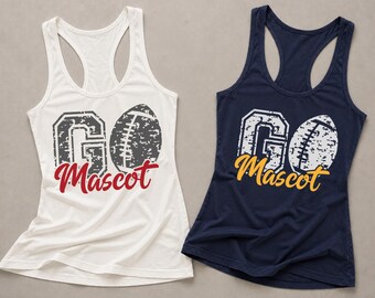 Custom Mascot Football Racerback, Personalized Team Tank Top, Football Mom Tank, Game Day Racerback, Sports Fan Gift, Team Spirit,  LC980