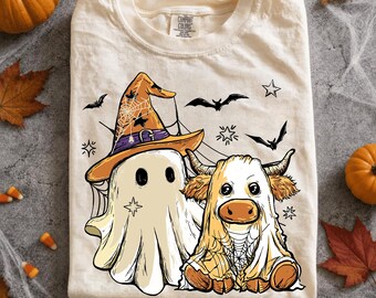 Halloween Ghost Shirt, Ghost Cow Shirt, Cute Halloween Tee, Spooky Cow Shirt, Fall Graphic Tee, Halloween Animal Shirt, LC982