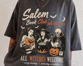 Salem Book Club Shirt, Witch Book Club Tee, Book Lover Halloween Shirt, Spooky Reading Graphic Tee, Booktok Witch Shirt, LC939