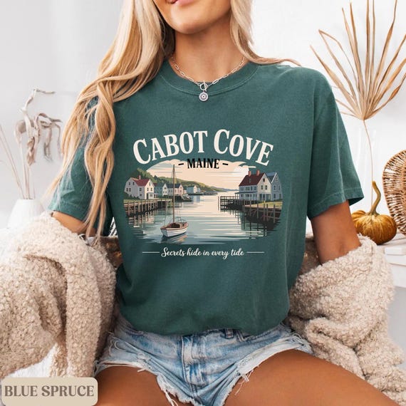 Cabot Cove Maine Shirt, Vintage Coastal Harbor Tee, Retro Sailboat Graphic Top, New England Waterfront T-Shirt