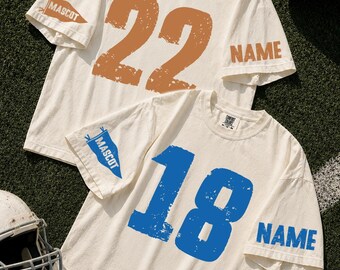 Personalized Football Comfort Colors Tshirt, Custom Spirit Shirt, Personalized Team Tee,Custom Name and Number Shirt, LC993