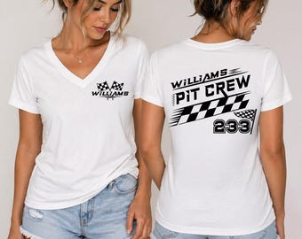 Custom Racing Vneck Shirt, Pit Crew Racerback, Race Cars Tank Top, Personalized Pit Crew Gift, Car Lover Gift, LC807