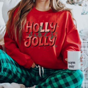 Christmas Sweatshirt,Holly Jolly Vibes Hoodie,Christmas Party Festive Winter Hoodie,Matching Family Sweatshirt,Christmas Party ,LC024