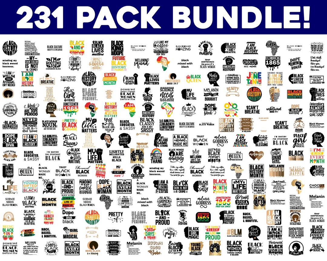 Black Woman MEGA BUNDLE, 231 Designs, Black Woman Svg, Black History ...