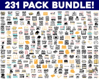 Book Lover MEGA BUNDLE, 231 Designs, Book Lover svg, Book Reading svg, Book svg, Book Quotes svg, Back to school svg, cut files cricut