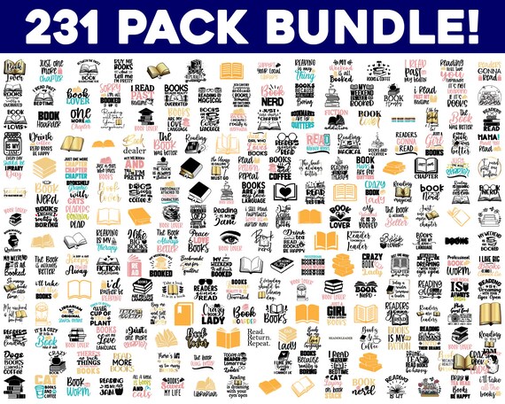 Book Lover MEGA BUNDLE, 231 Designs, Book Lover svg, Book Reading svg, Book svg, Book Quotes svg, Back to school svg, cut files cricut