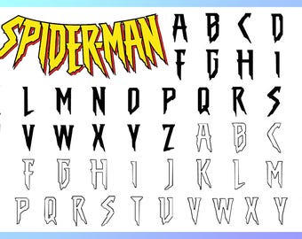 Spiderman Schrift, Spiderman Schrift svg, Spiderman Cricut, Spiderman Geburtstagsbriefe, Spiderman svg, Spiderman Schriftcanva