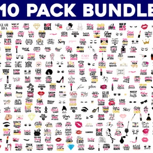 MEGA BUNDLE de maquillage, 310 modèles, svg citations de maquillage, maquillage svg, svg beauté, cosmétiques svg, cils svg, couper des fichiers cricut, silhouette