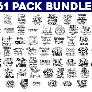 MEGA BUNDLE DE AMIGOS, 61 designs, Amigos svg, Melhores amigos svg, Amizade svg, Citações de amizade svg, Besties svg, arquivos cortados cricut
