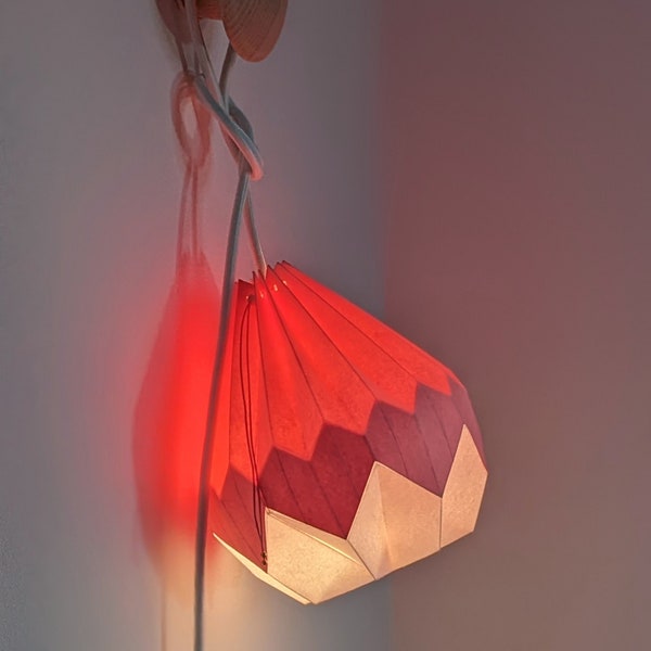 Lampe baladeuse, luminaire en origami, coeur rose, lumière d'ambiance, guirlande