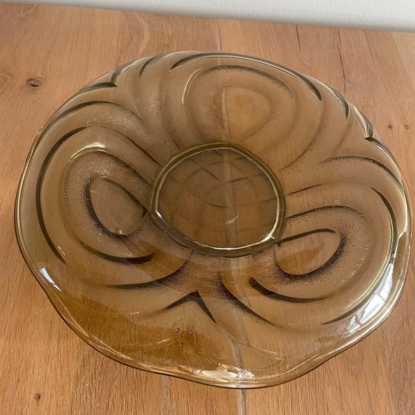 Schaal Waltherglas Rotterdam Duitsland 1930 Bruin Ananas Art Deco Stijl