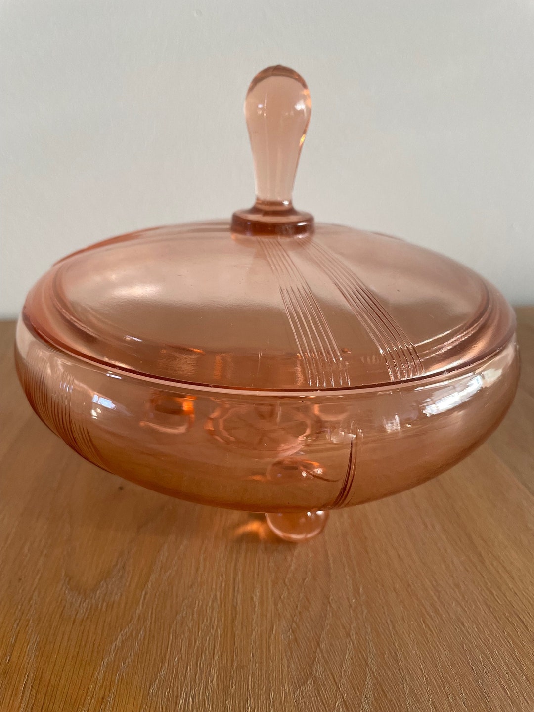Bonboniere Candy Jar Pink Depression Glass Glass Etsy