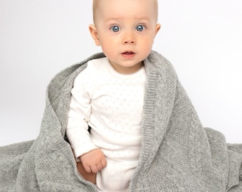 Soft Merino wool Couch Blanket, Handmade  Knitted Baby,  Newborn sheet,  Cozy gift baby shower