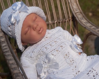 Crochet baptism dress, crochet handmade, baby shower gift, christening, baptism