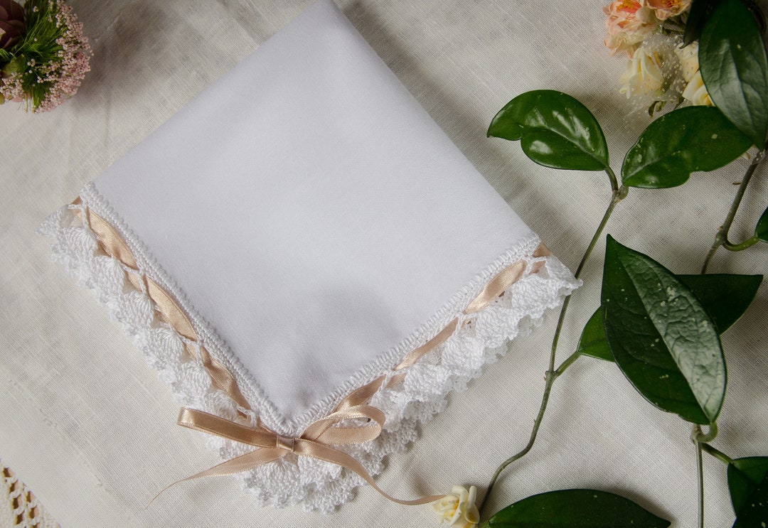 Robe Ribbon Baptism Robe With Light Beige Ribbon, With Embroidery, Handmade Robe ...
