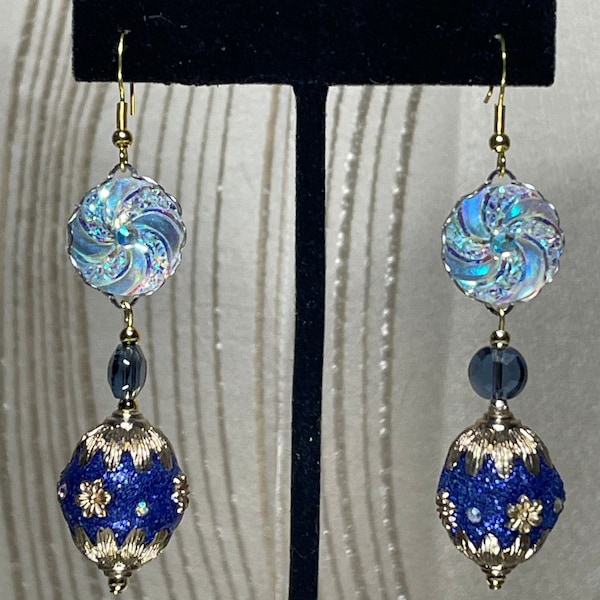 You'll look and feel like a Movie Star wearing these Stunning and Gorgeous Iridescent Blue Dangle Pierced Earrings! 2 other variations!