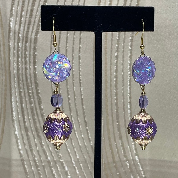 You'll look and feel like a Movie Star wearing these Stunning and Gorgeous Iridescent Lavender Dangle Pierced Earrings! 2 other variations!