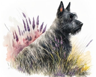 Scottish Terrier Dog Clipart, Watercolour Dog Image, Instant Digital Download, High Quality JPEG JPG, Sublimation, Wall Art, Commercial Use