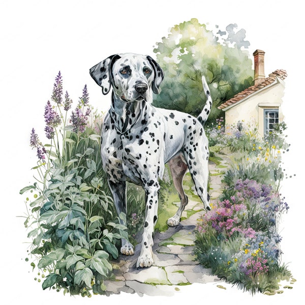 Dalmatian Clipart, Watercolour Dog Image, Instant Digital Download, High Quality JPEG JPG, Sublimation, Wall Art, Commercial Use