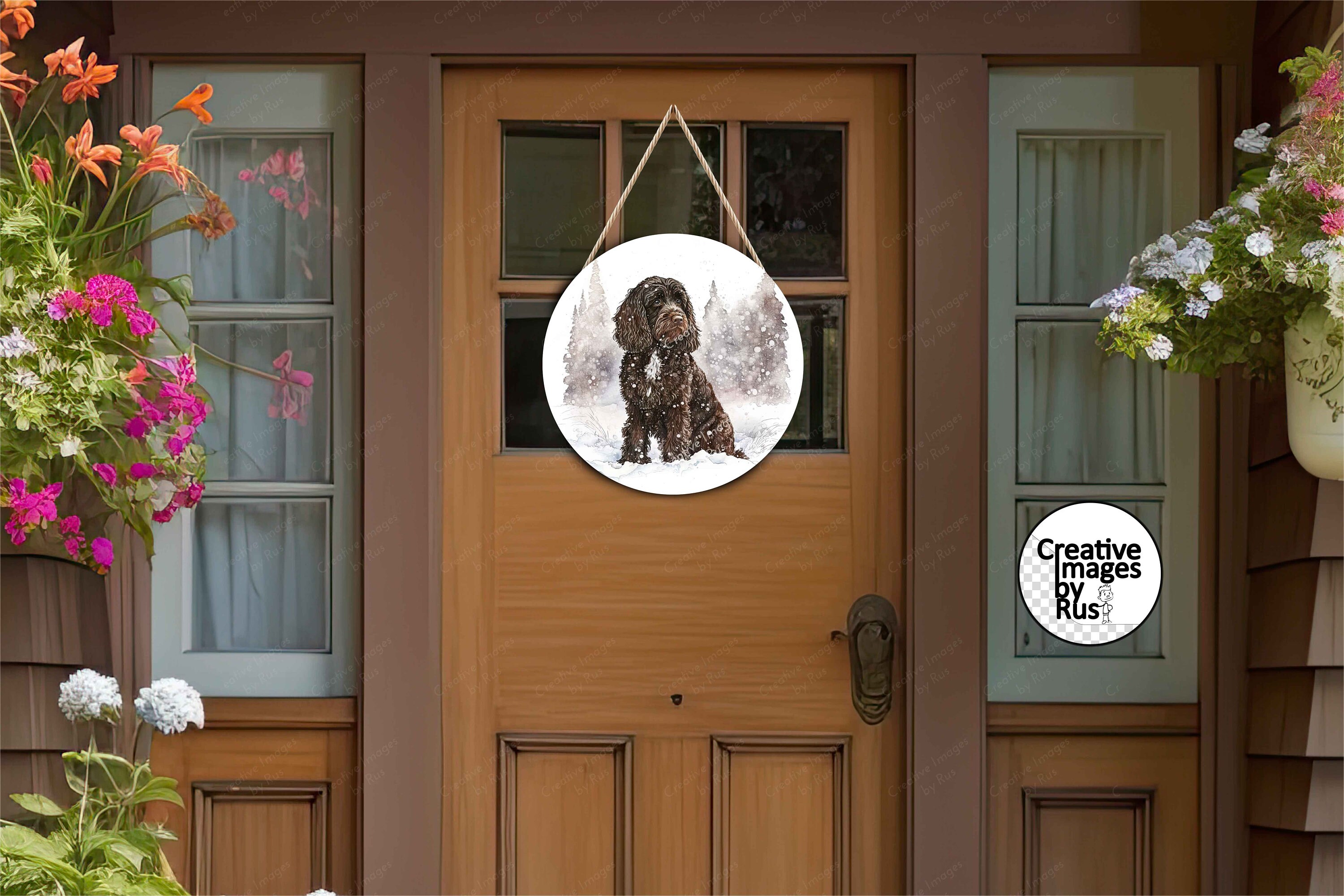 Cockapoo Chocolate Brown Dog Clipart, Watercolour Winter Image, Instant ...
