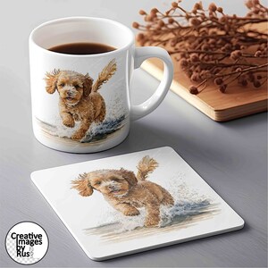 Cavapoo Apricot Dog Beach Clipart, Watercolour Image, Instant Digital ...