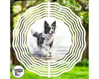 ボーダーコリーのビーチクリップアート、水彩画風犬の画像、即時