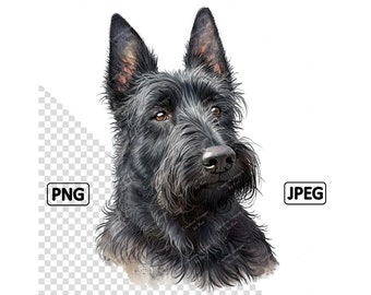 Scottish Terrier Scottie Dog Lovely Watercolour Image, Digital Download, High Quality PNG and JPEG Files, Clipart, Sublimation, Art