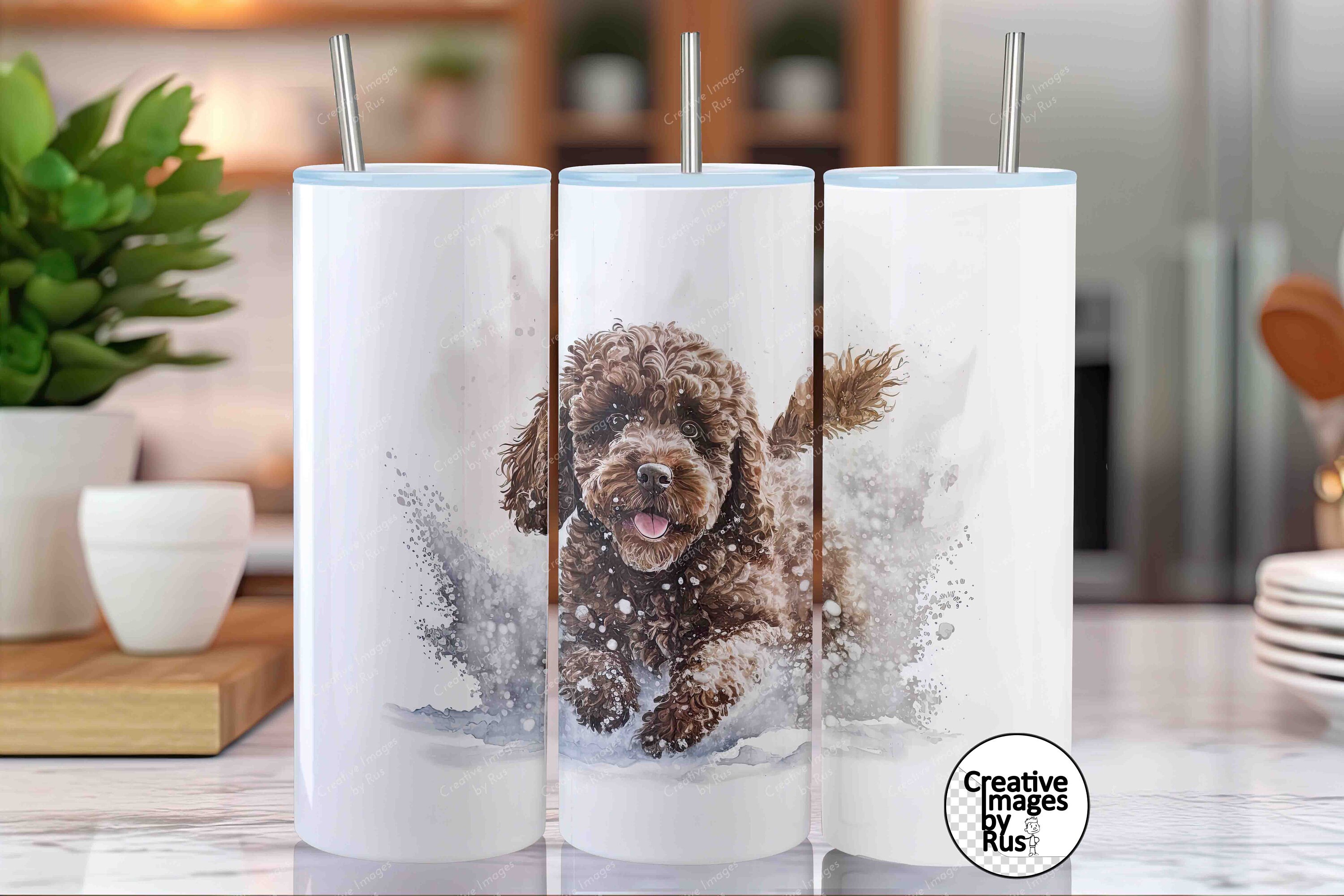 Cockapoo Dark Brown Dog Clipart, Watercolour Winter Image, Instant ...