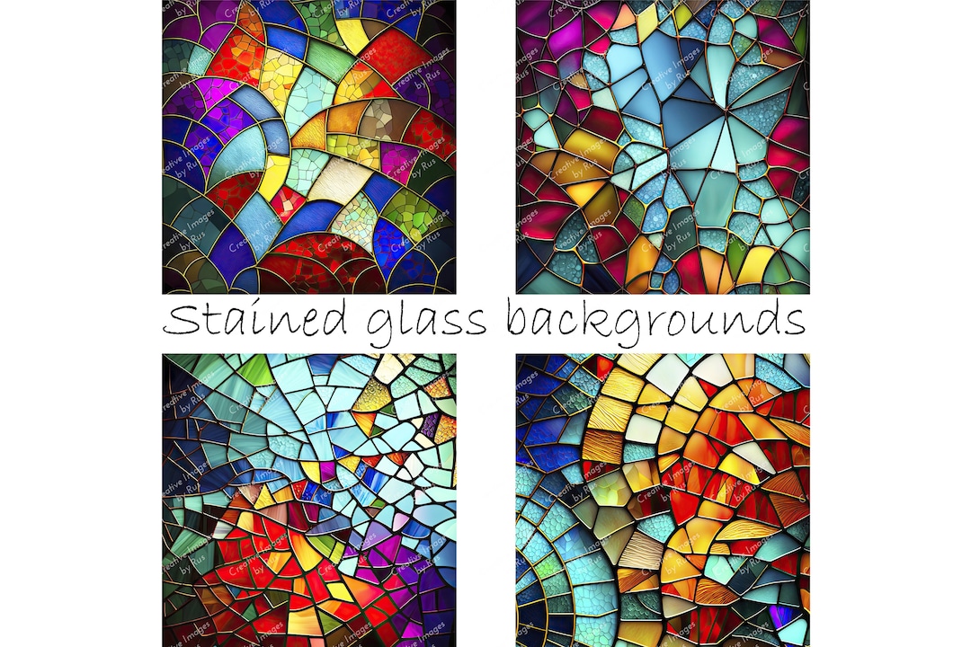 Stained Glass Background Images, Rainbow Colours, Instant Digital