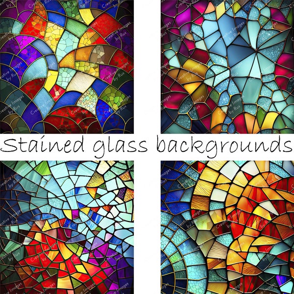Stained Glass Background Images, Rainbow Colours, Instant Digital Downloads, High Quality JPEG JPG, Sublimation, Wall Art, Commercial Use