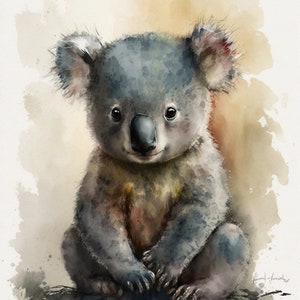 Safari Nursery Prints, Baby Koala Bear, Watercolor, Nursery Wall Art, Koala, Nursery Art, Nursery Decor, Kids Wall Art, Digital Download