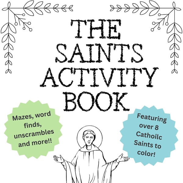 Catholic Saints Kids Activity & Coloring Book, Instant Download