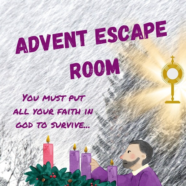 Advent Escape Room, Catholic Saints, Puzzles for Kids, Digital Download