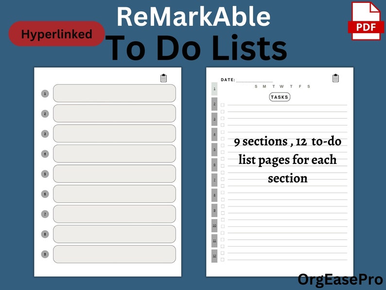 Remarkable 2 to Do Lists for Remarkable Templates Interactive Etsy