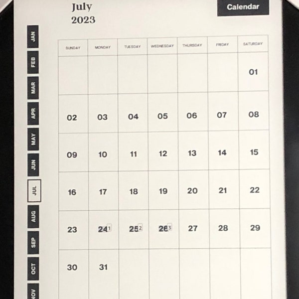 Interactive kindle paperwhite 11th generation monthly calendar