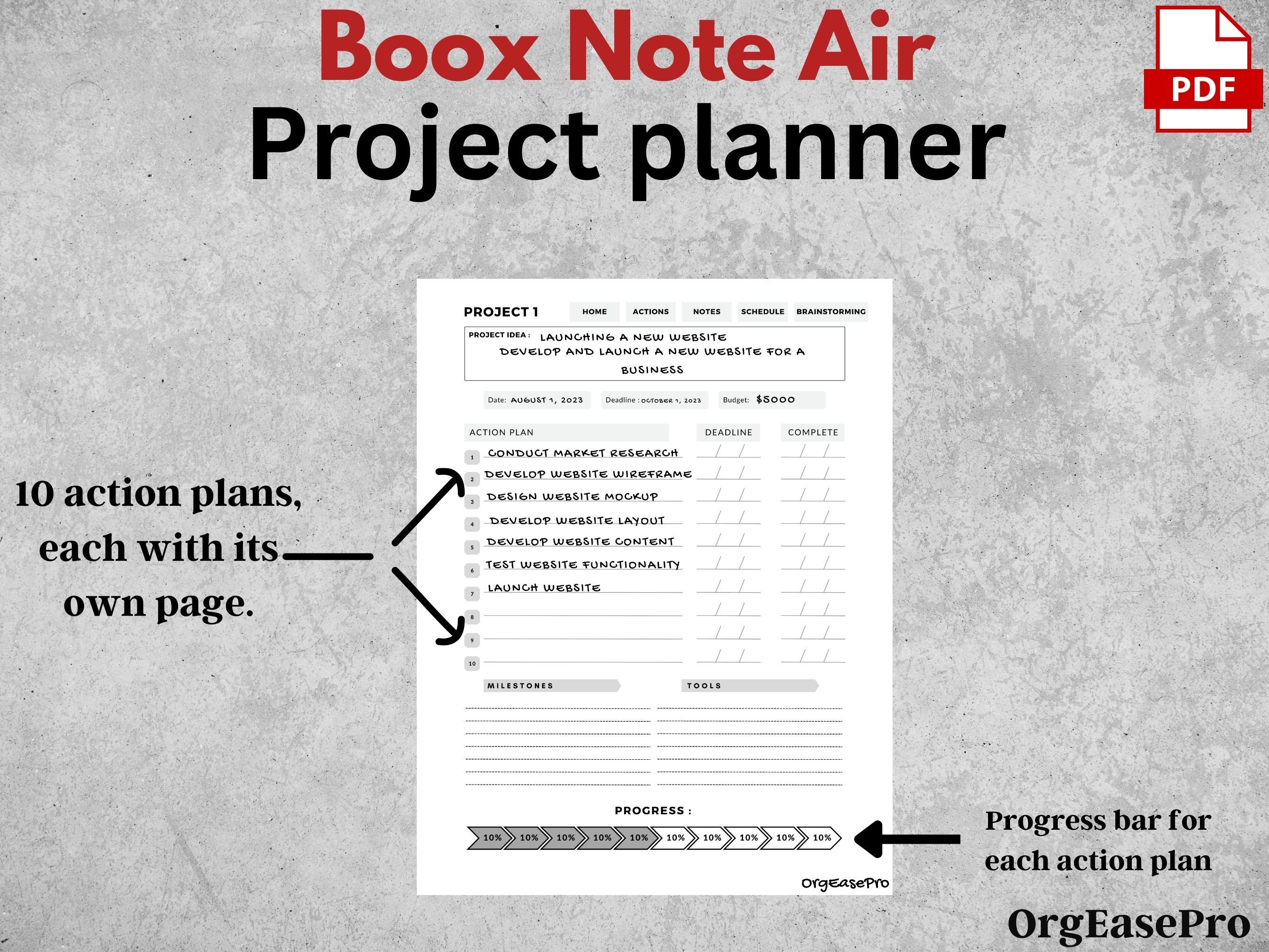 BOOX Note Air Project Planner for Boox Note Air , Digital Download - Etsy