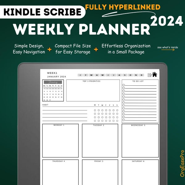 Kindle Scribe Wochenplaner 2024 für Kindle Scribe Wochenplaner Kindle Scribe Digitaler Kalender Kindle Scribe Vorlagen 2024 Wochenplaner