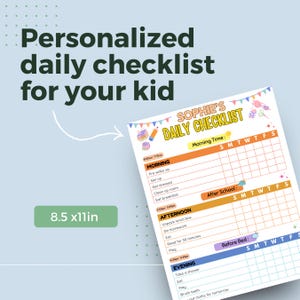 Personalized Kids Daily School Checklist Schedule Printable for Kids ...