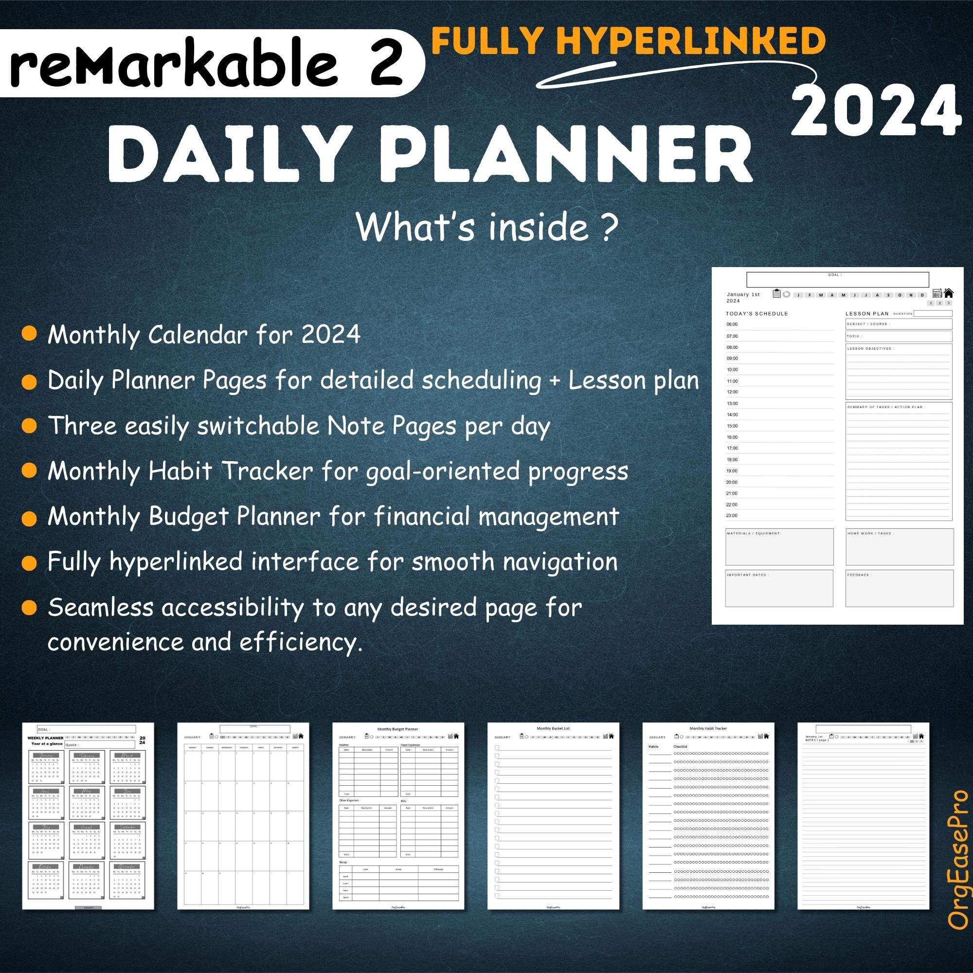 2024 Remarkable 2 Daily Planner for Teachers Remarkable 2 - Etsy
