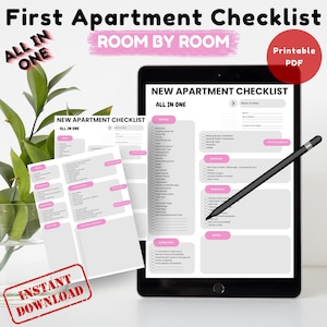 Printable First Apartment checklist, Moving checklist ,first apartment check list,moving out checklist,new apartment check list
