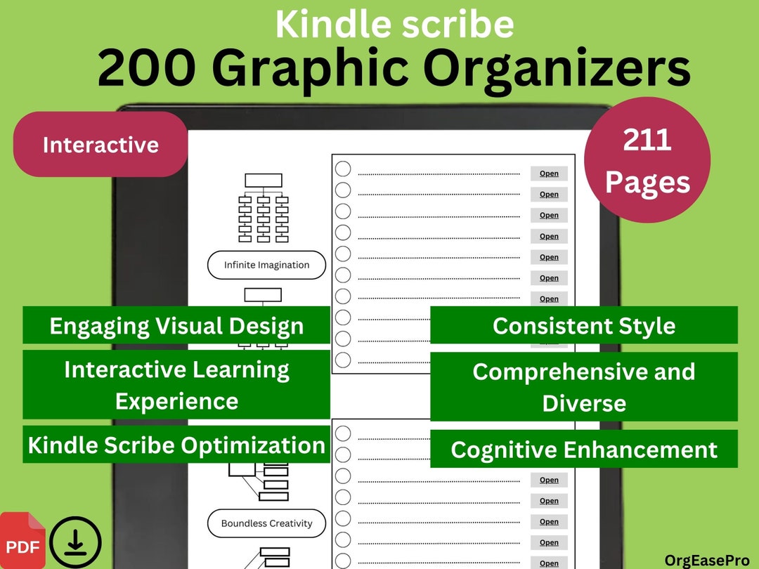 200 interactive graphic organizers for kindle scribe pdf graphic