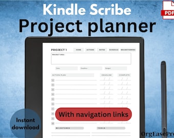 kindle scribe project planner for kindle scribe templates digital download project tracker for kindle scribe project management