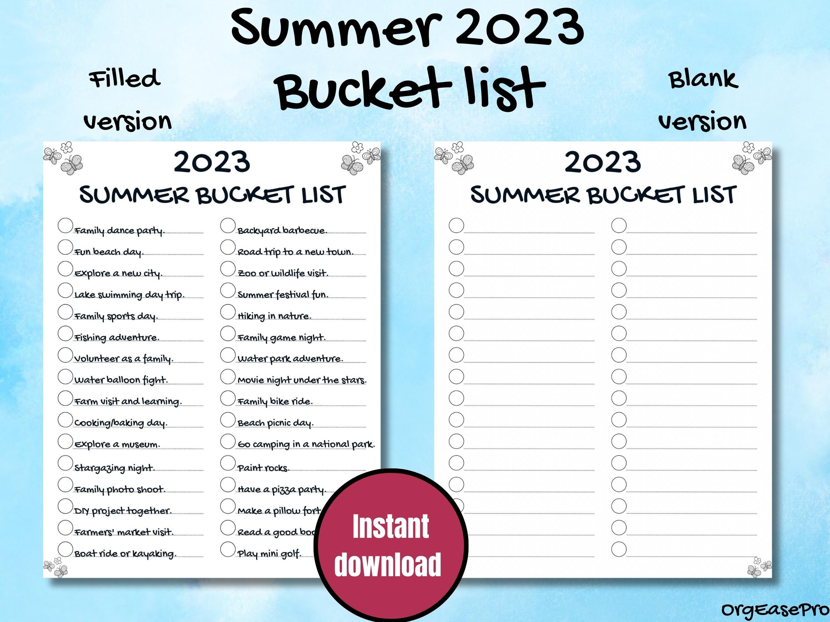 Summer Bucket List 2023 - Shutterbean