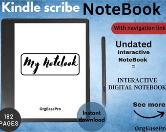 kindle scribe notebook digital download notebook for e-ink tablet kindle scribe template hyperlinked PDF digital template