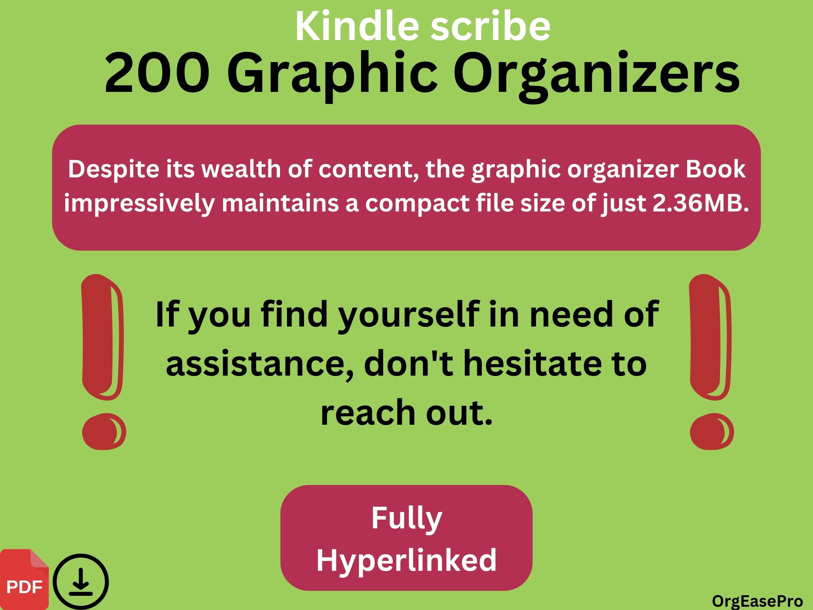 200 Interactive Graphic Organizers for Kindle Scribe , Pdf,graphic