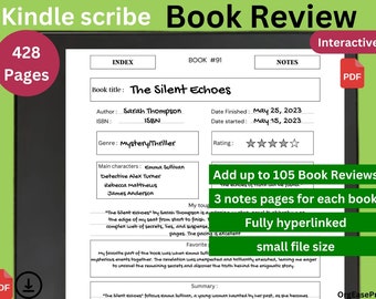 Interactieve Kindle Scribe-sjabloon leesdagboek Boekrecensie Kindle Scribe leesdagboek 105 beoordelingen, digitale download voor Kindle Scribe