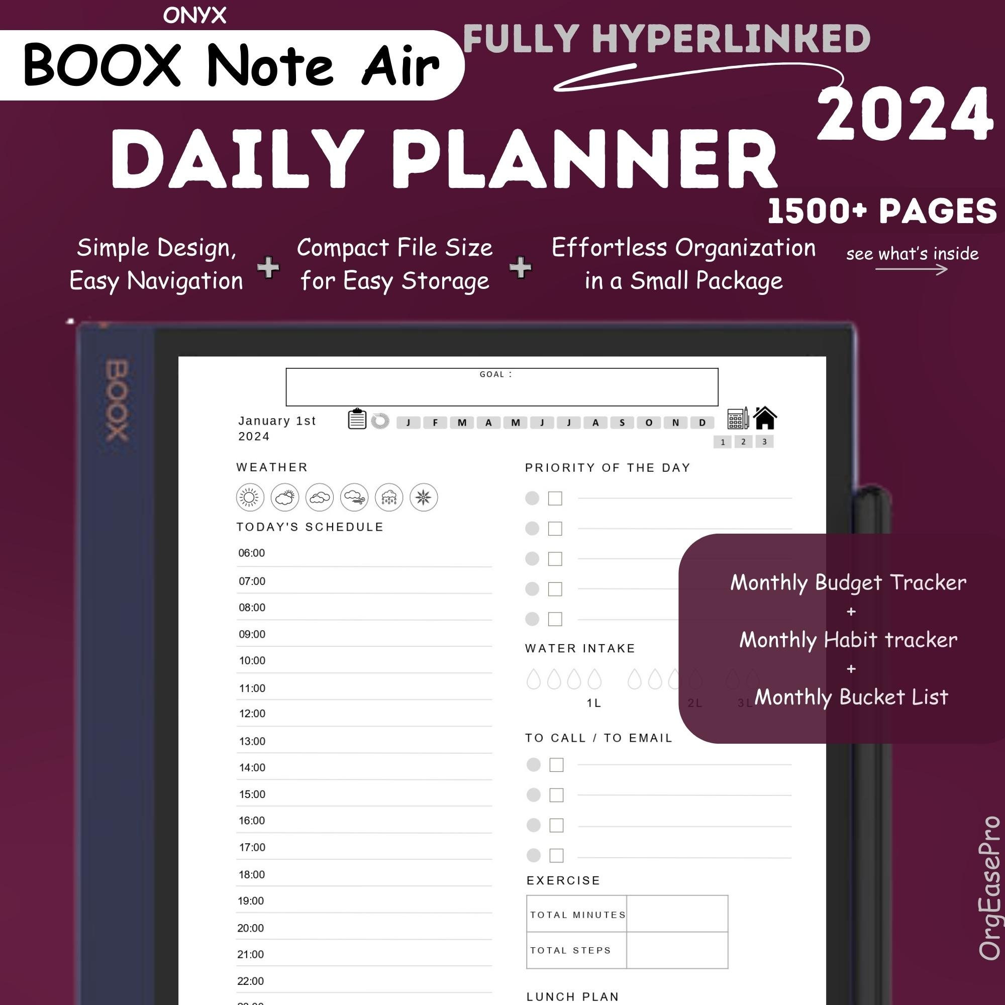 Boox Note Air 2024 Daily Planner for Boox Note Template Boox Note Air
