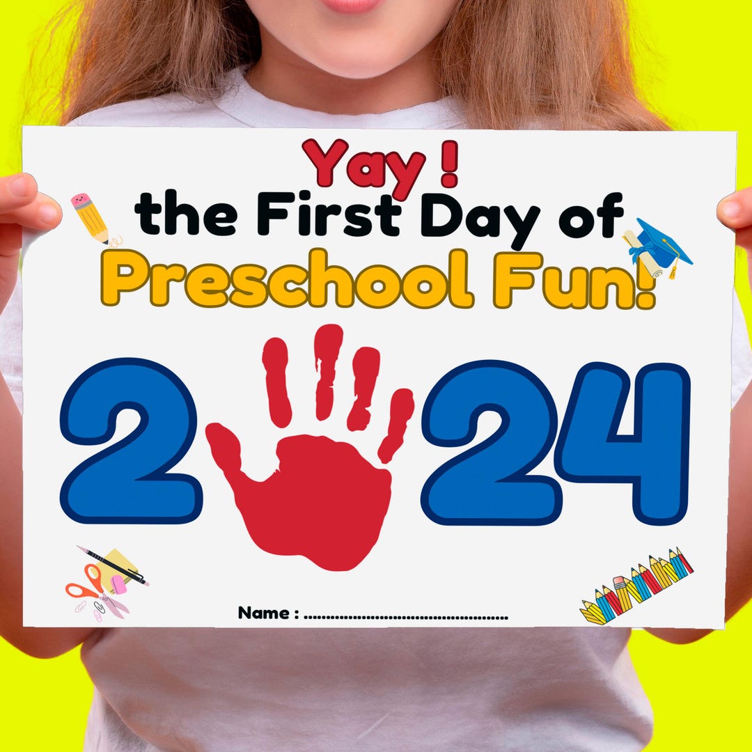 First Day of School Handprint ,editable First Day of Pre-k Handprint ...