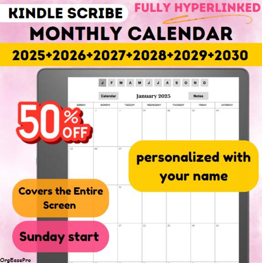 20252030 Kindle Scribe Calendar for Kindle Scribe Templates Kindle