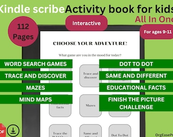 Interactive Kindle Scribe template for kids kindle scribe Activity Book for Kids 9-11 Engaging kindle scribe Word Search and more ,PDF